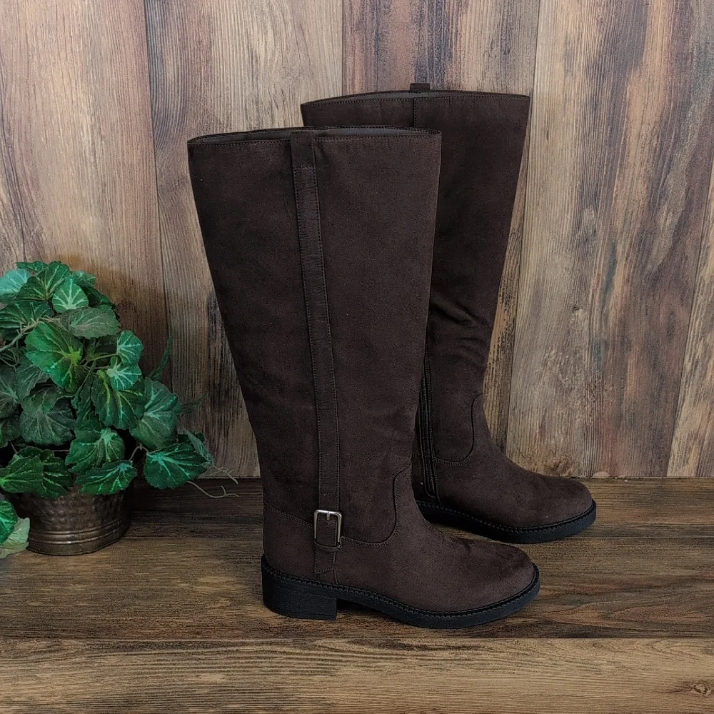 A New Day Hattie Dark Brown Over the Knee Heeled Boots 8 M195